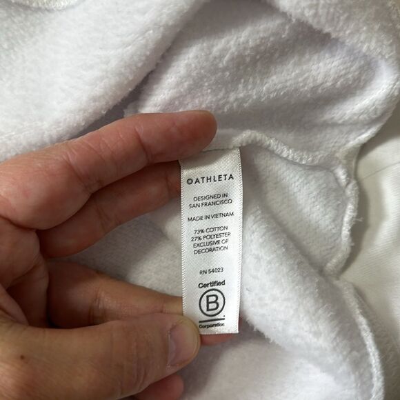Athleta S White Limitless Printed Graphic Crewneck  Fleece Interior Pullover - Picture 12 of 14